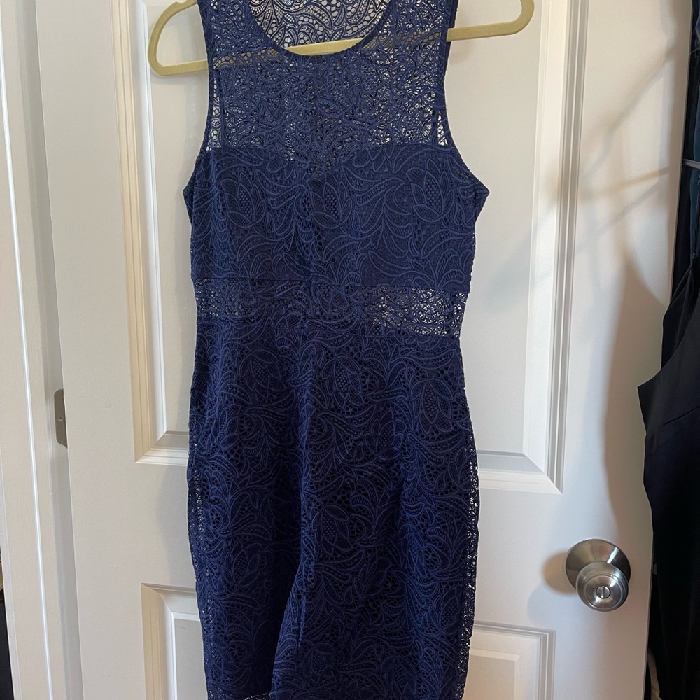Express Blue Cut Out Backless Sheath Mini Dress